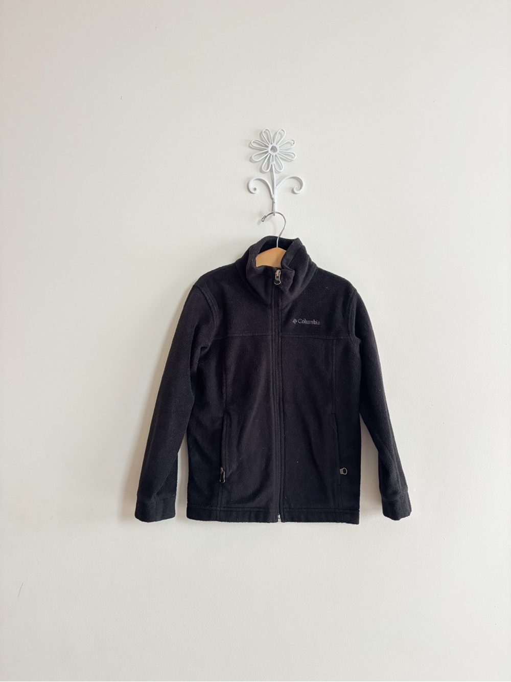 Columbia Black Fleece Jacket with Blue Trim Label